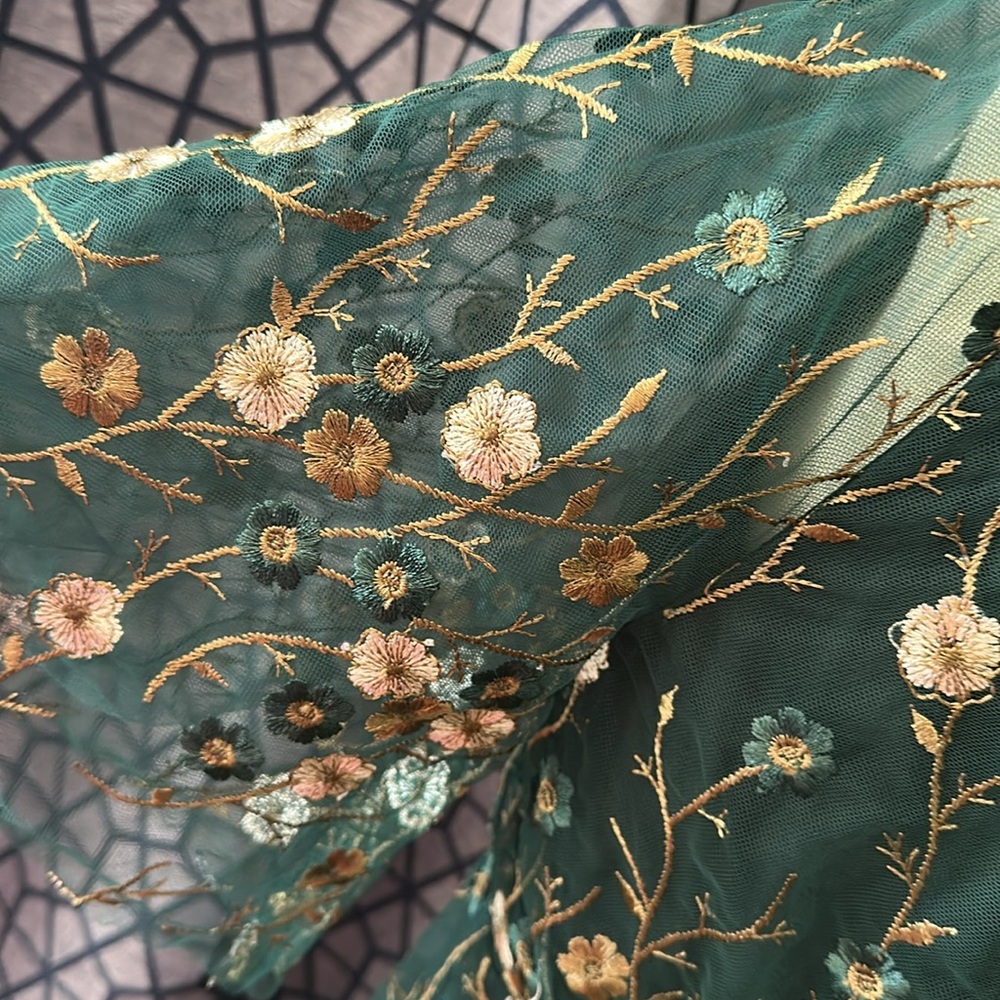 Baltic Born Green Dress with Gold Floral Embroidery - Picture 5 of 5